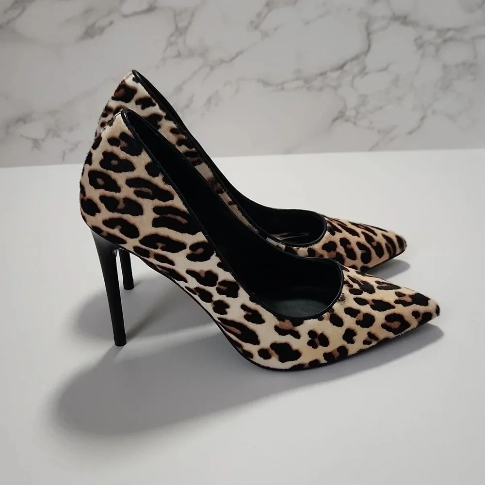 Alice & Olivia | Creda Leopard Print Calf Hair Stiletto Pumps - Size 6.5